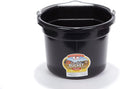 Little Giant® Flat Back Plastic Animal Feed Bucket | Animal Feed Bucket with Metal Handle | Horse Stall Feeding and Watering Supplies (Black, 8 Quart)