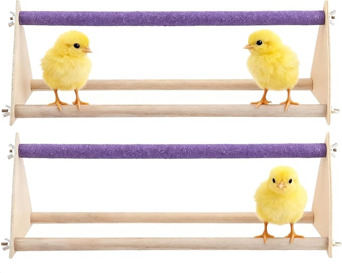 HOZEON 2PCS Wooden Chick Perch Stand, Training Chicken Perches Roosting Bar, Wood Chicken Roosting Bar Perch for Chicks, Parrot, and Birds