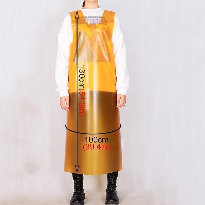 Reversible Waterproof and Oilproof Cowboy Apron Double Shoulder Apron Thickened Back Dressing Gown (Color : Blue)