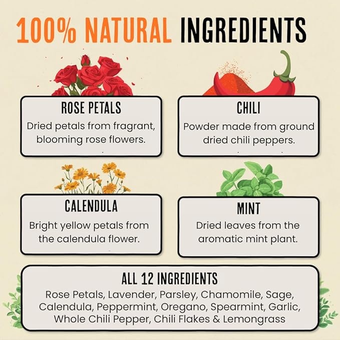Roosty's Naturals Chicken Nesting Herbs - Chili Mix | 1LB Premium Nesting Herbs for Coop | Made in The USA | Chicken Treat and mixes with Coop Bedding as a Coop Refresher