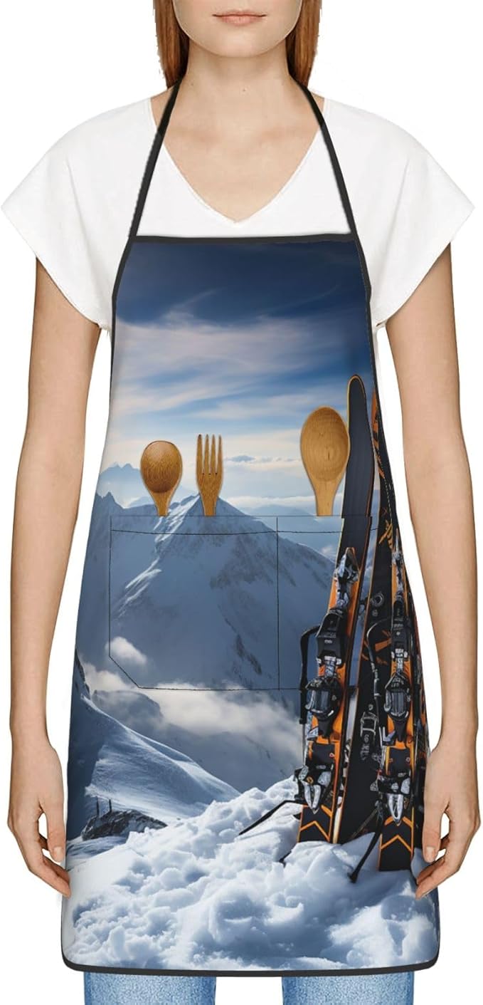 Kitchen Aprons for Men Women Waterproof Apron with 2 Pockets Tropical plants and parrots Apron Adjustable Bib Aprons
