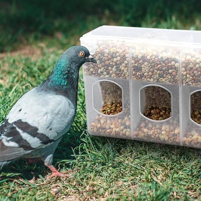 Milisten Automatic Feeder for Bird Cages 3-Hole Quail and Pigeon Feed Dispenser with Hanging Design Lightweight Plastic 9.8 Inch Poultry Feeder for Parakeets Chickens and Small Birds