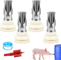 4PCS Pig Nipple Water Drinker for Barrel Kit, Stainless Steel Pig Waterer Nipple with Water Tank Connector Kit, Automatic Pigs Drinker Feeder Hog Waterer for Pig Goats Swine Piglets Drinking