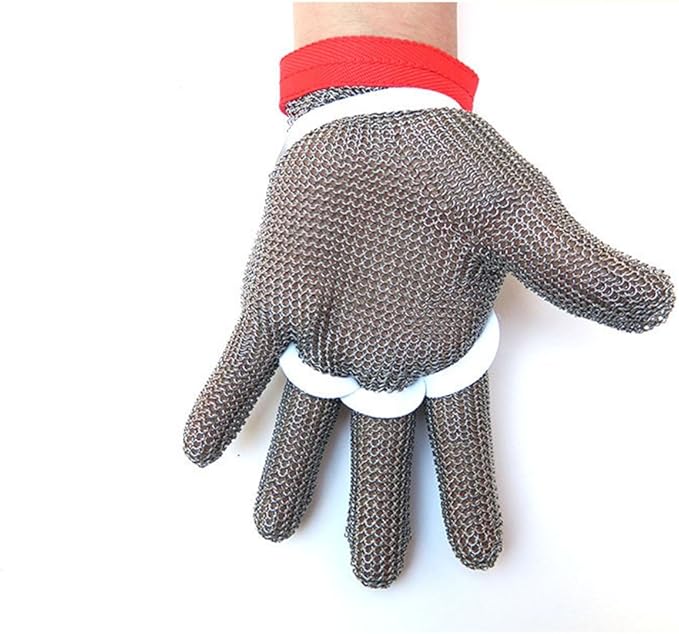 Inf-way 304L Brushed Stainless Steel Mesh Cut Resistant Chain Mail Gloves Kitchen Butcher Working Safety Glove 1pcs