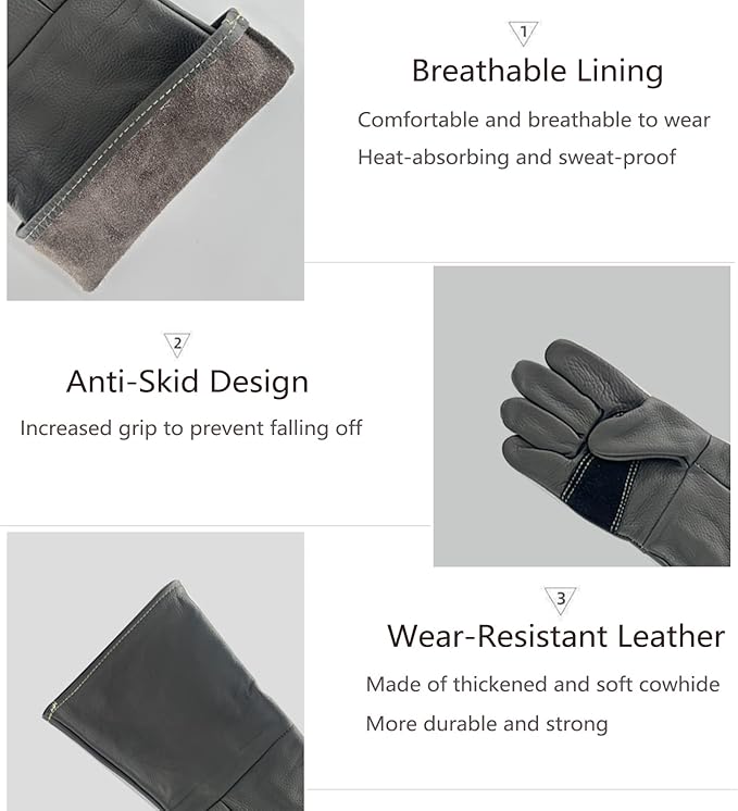 Animal Handling Gloves Bite Resistant, 60cm/ 23.6In Bite Proof Glove for Welding, Gardening, Handling Cat/Dog/Bird/Snake/Lizard/Falcon/Reptile, Anti-Bite Work Gloves (Deep Color)