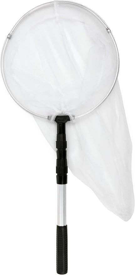 Butterfly Net with 12" Ring, 24" Net Depth, Handle Extends to 36 Inches (12" Ring, 36" Handle)