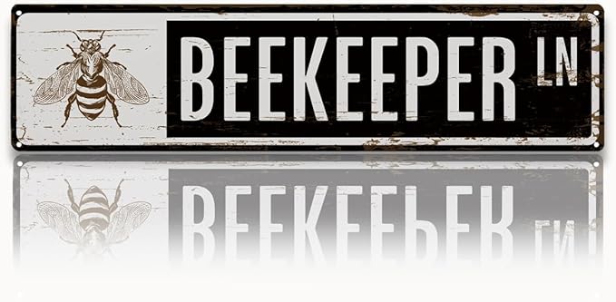 Rustic Apiary Signs, Honey Bee Trail Metal Sign, Funny Bee Signs, Retro Metal Tin Sign, Apis Keeper Decor, Backyard Farm Decor, Outdoor Bee Lover Gifts 15.8x4 Inch