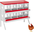 Chicken Nesting Boxes with Roll Away Egg Tray,6/8/10 Compartments, Steel Rustproof & Ventilated Laying Boxes for Hens, Chickens, Ducks, Easy-Clean Poultry Coop Accessories Stand/NO Stand