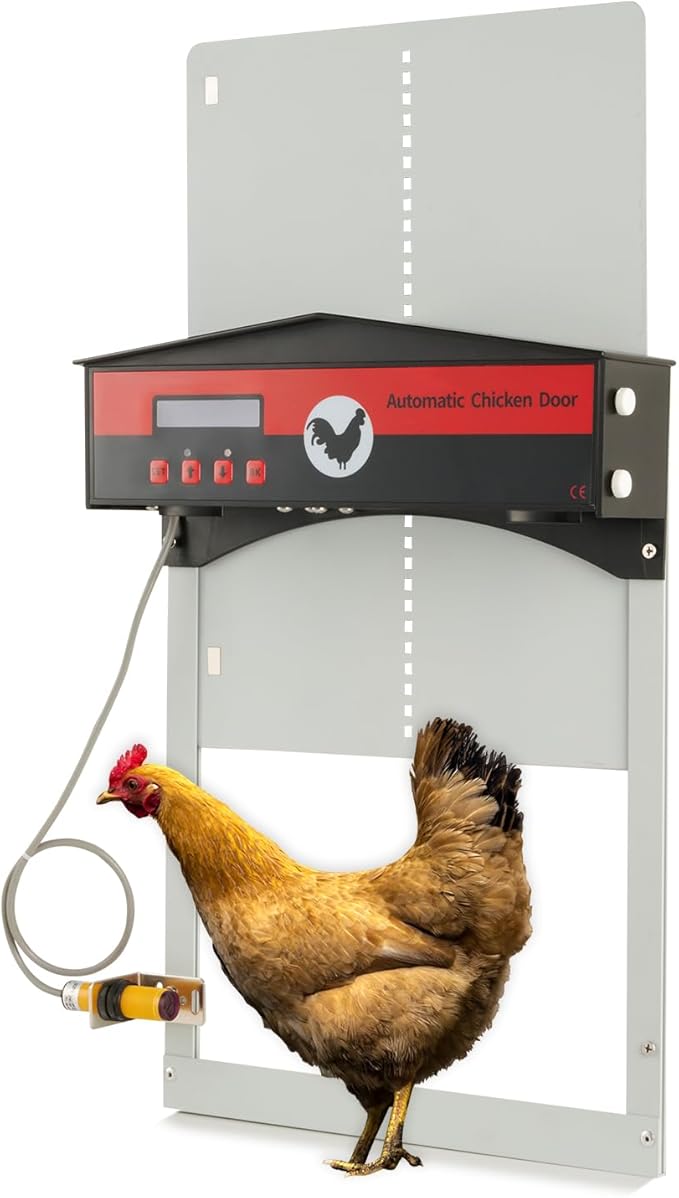 CO-Z Automatic Chicken Door, Automatic Chicken Coop Door with Timer Control and Light Sensor, Battery Powered Electric Chicken Coop Door Opener with Infrared Sensor for Duck Rabbit Goose Quail More