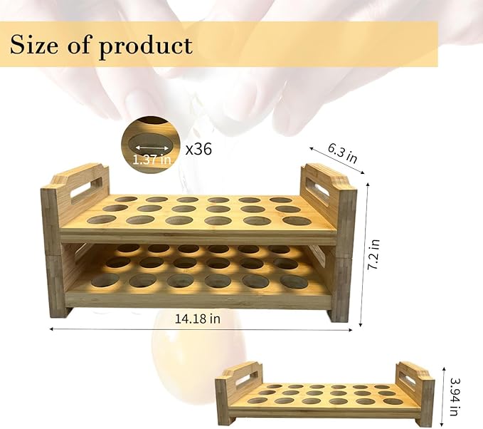 Wooden Egg Holder For Fresh Eggs, Stackable Egg Storage For Countertop, 18 * 2 Egg Rack For Counter, Display Stand For Henhouse