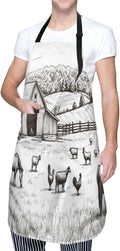 Farm Animals 2 For Waterproof Adjustable Adult Apron With Pockets For Men And Women Cooking, Painting