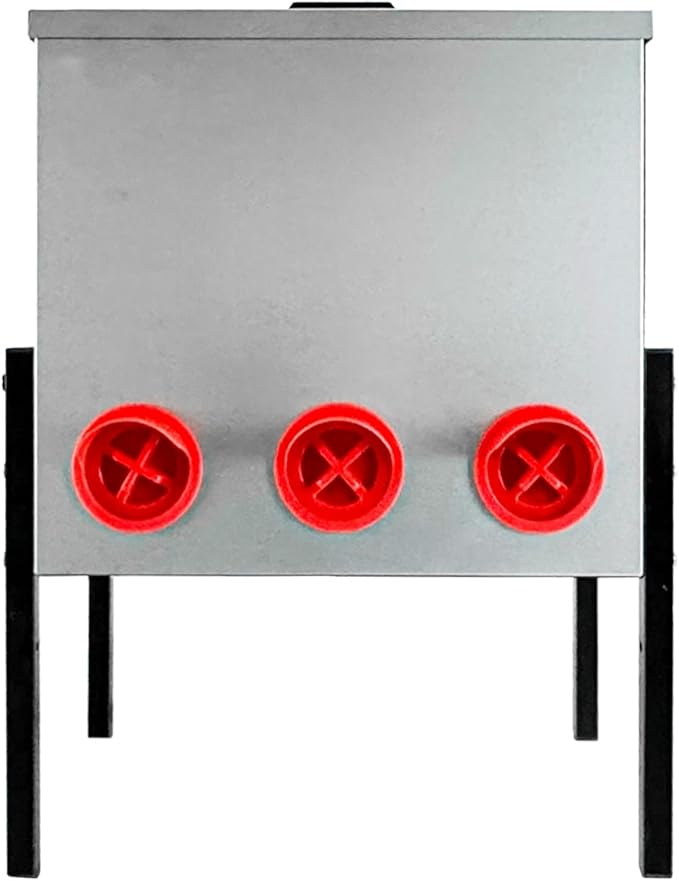 Automatic Chicken Feeder 50LB Large Capacity Poultry Feeders with 8 No Waste Feeding Ports Galvanized Metal Feeder Box with Adjustable Legs Locking Lid and Handles for Outdoor