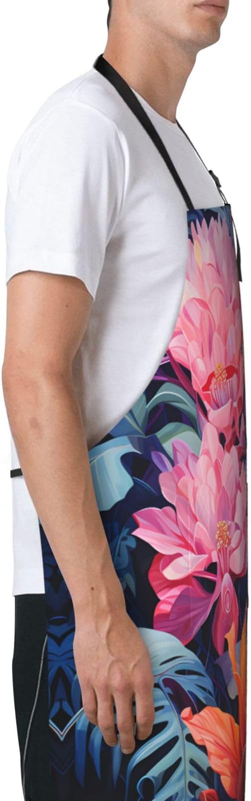 Dogs and Roses Heavy Duty Waterproof Apron with Pockets for AdultsResistant Grilling, Gardening, Painting