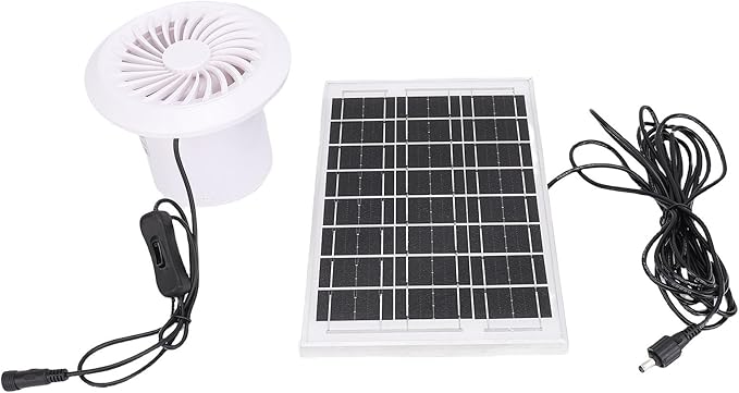 FILFEEL 6W Solar Powered Fan Kit for Greenhouses, Chicken Coops, and Pet Houses with Easy Solar Setup