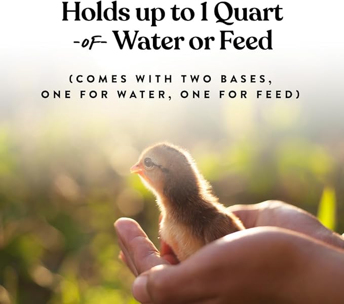 Harris Farms Chick Drinker and Feeder Bundle Kit – Contains 1 Screw on Chick Feeder Base and 1 Screw on Chick Drinker Base – 2 QT Plastic Jars – Made from BPA Plastic – Easy to Clean