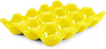 Flexzion Yellow Ceramic Egg Tray - Dozen Egg Cup Holders, Elegant Design, Microwave and Dishwasher Safe