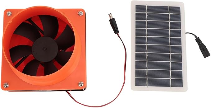 Solar Powered Exhaust Fan For Round Pipe, 10W 12V Solar Panel Ventilation Fan Kit For Outside, Greenhouse, Attics, Chicken Coop, Garage, Basement(black)