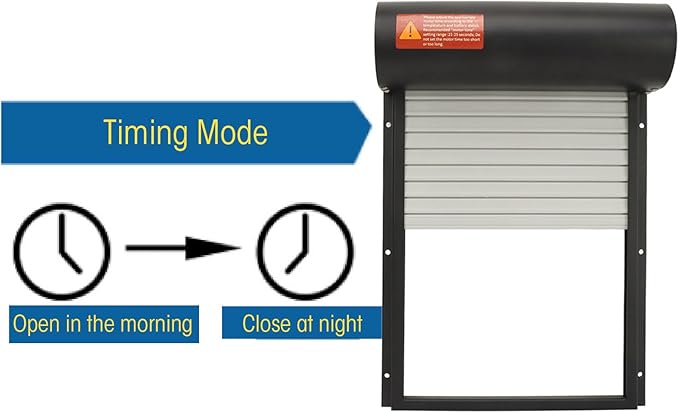 Automatic Chicken Coop Door, Solar Powered Metal Door with Timer Electric Chicken Coop Opener for Chickens Ducks Geese (Black)