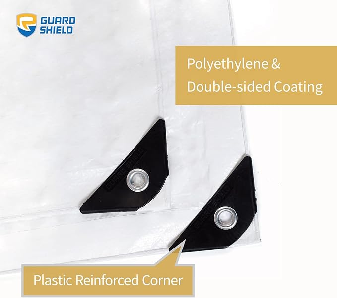 GUARD SHIELD White Tarp 8x10 Feet Medium Duty All Purpose Poly Tarps Cover 7mil