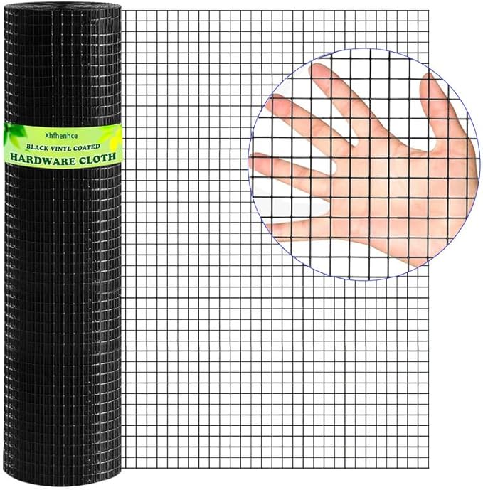 Hardware Cloth 1/2inch Black Vinyl Coated Wire Mesh 36" x 50' Welded Wire Fencing AWG17, PVC Coating Chicken Wire Fence, Welded Wire Mesh Roll for Garden Guard Fence Poultry Cage Net Fencing