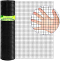 Hardware Cloth 1/2inch Black Vinyl Coated Wire Mesh 36" x 50' Welded Wire Fencing AWG17, PVC Coating Chicken Wire Fence, Welded Wire Mesh Roll for Garden Guard Fence Poultry Cage Net Fencing