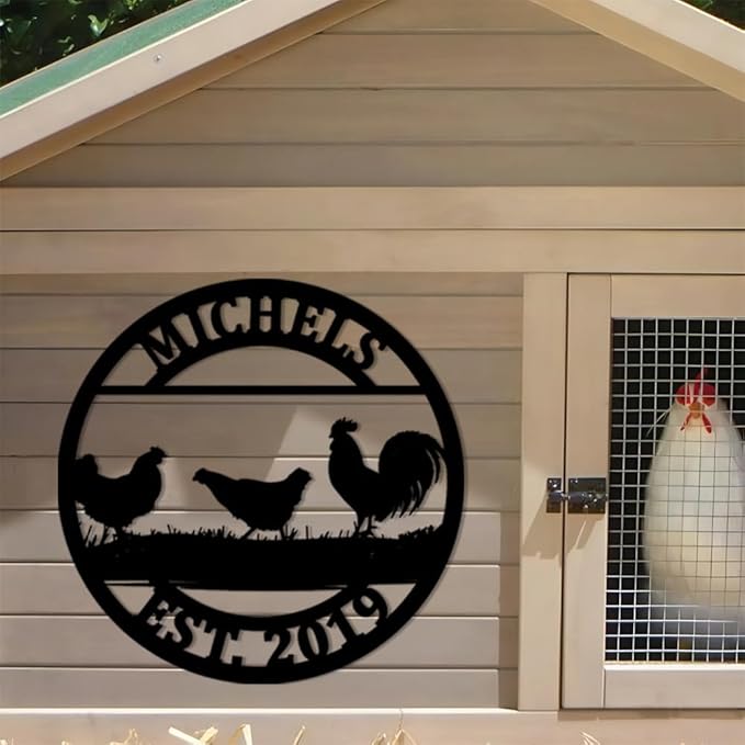 Luxury Personalized Chicken Coop Metal Sign, Custom Metal Chicken Farm Sign, Chicken Sign, Chicken Hen House Sign, Hen Hourse Decorations, Farmer Gifts, Chicken Coop Decor 5
