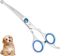 6.5” Curved Pet Grooming Scissors – Professional Dog Hair Cutting Shears with Blue Adjustable Tension Screw & Comfort Grip – Ideal for Face, Ears, Paws & Finishing