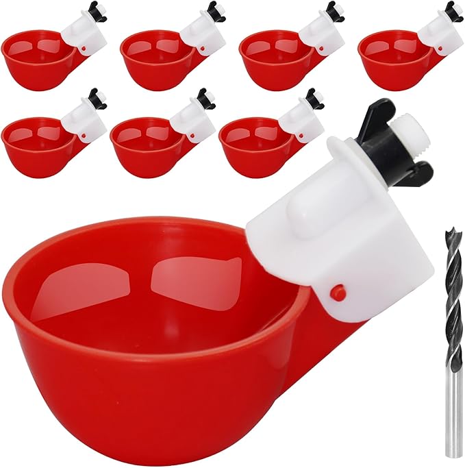 Chicken Waterer Cups,8 Packs Automatic Chicken Water Feeder Suitable for Chicks, Duck, Goose, Turkey and Bunny | Poultry Water Feeder Kit