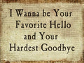 Farmisms 4x3 Inspirational Wooden Rustic Country Signs for Country Farm Living –I Want to Be Your Favorite Hello, and Your Hardest Goodbye.