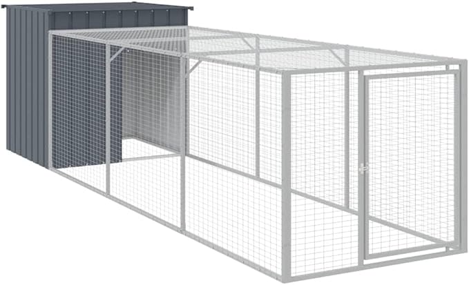 Large Chicken Cage Anthracite 159.4 x 43.3 x 43.3 in Galvanized Metal Weatherproof Coop for Garden, Spacious Outdoor Hen House for Backyard Flock