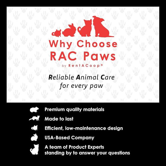 RentACoop No-Drip 32oz Small Animal Drinking Bottle with Auto-Fill Metal Cup for Small Pet/Bunny/Ferret/Hamster/Guinea Pig/Rabbit/Chinchilla/Mouse/Rat. Food Grade Plastic