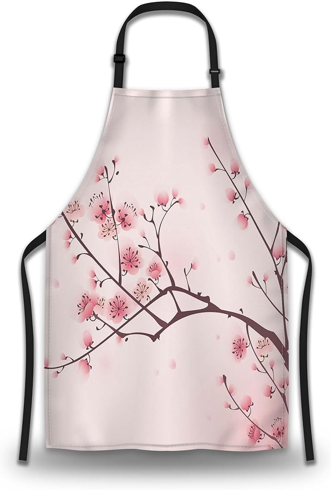 Kitchen Apron for Women Cherry Blossom Funny Aprons for Men for Cooking Restaurant BBQ Painting Crafting Gardening 27” (W) x 31” (H), Waterproof Aprons