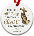 Christian Christmas Hanging Ornaments, Christ Ornament with Praying Hands, Religious Bible Gifts for Women, Men - Baptism Decorations
