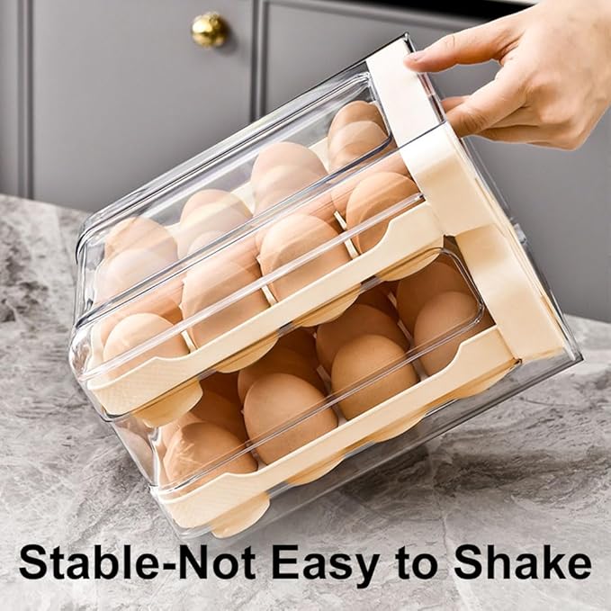 Koja 32-Egg, 2-Drawer Stackable Storage Container Holder for Refrigerator. Smooth Slide-out Drawers. BPA-free Kitchen Organizer, Space-Saving, Easy Access Design for Fridge. Durable and Leak-Proof