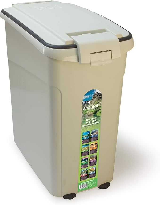 Arquivet Feed Container with Wheels, 54 Litres, 29 x 53 x 54.5 cm, Grey