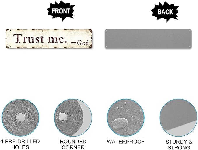 Trust Me God Metal Sign - 4x16 Inch Rust-Resistant Christian Wall Decor, Inspirational Bedroom/Office/Church Art for Women and Teens - Indoor/Outdoor Religious Plaque