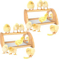 Mini Chick Perch with Mirror, Strong Bamboo Roosting Bar for coop and brooder, Training Perch for Baby Chicks, El Pollitos, La Pollita, Easy to Assemble and Clean, Fun Toys for Chick, 2 Pack