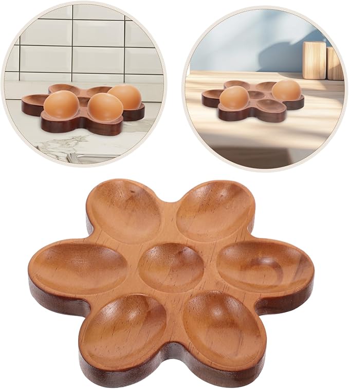 Egg Storage Basket Wooden Organizer Rustic Kitchen Storage Rack for Countertop Decor