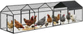 Metal Chicken Coop, 160" x40" x40" Large Chicken Run with 3 Doors, Outdoor Hen House for Yard with Waterproof and Anti-UV Cover, Walk in Poultry Cage for Rabbit Duck Goose, Silver