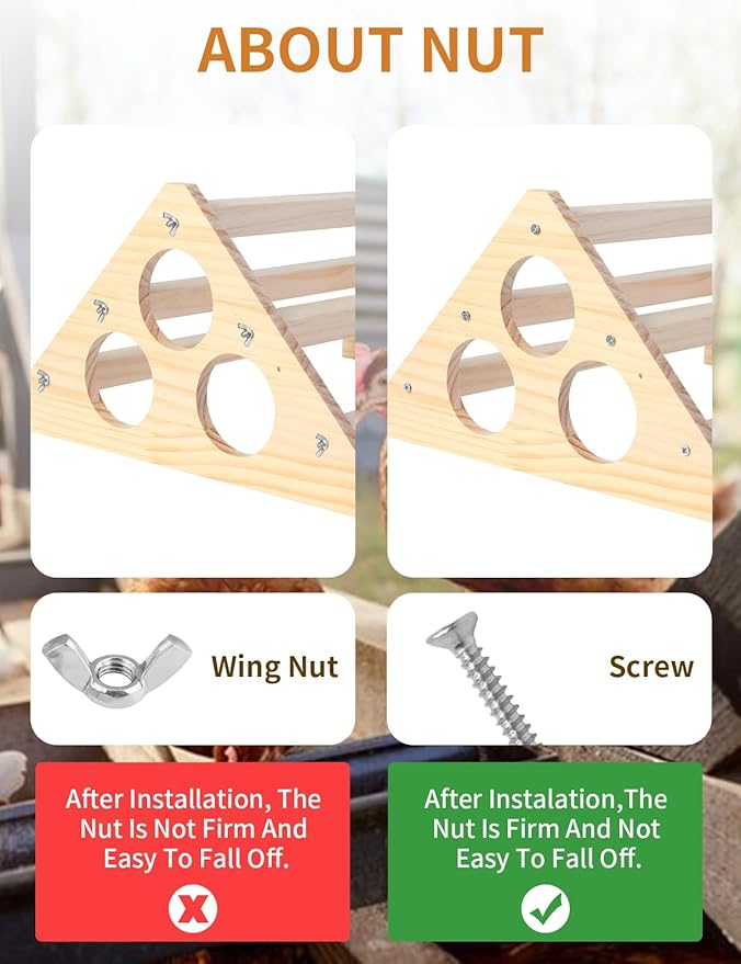 Wooden Chick Perch, Chick Stand Training Perch, Wood Chicken Roosting Bar for Entertainment, Strong Chick Jungle Gym Roosting Bar, Strong Wooden Chicken Roosting Bar, Easy to Assemble and Clean（Big）