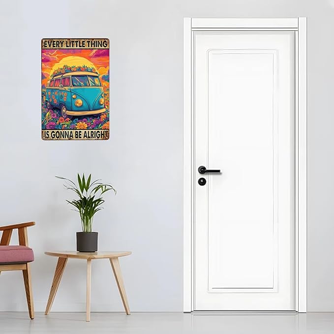 Funny Sign Every Little Thing Is Gonna Be Alright Metal Tin Sign Retro Wall Decor for Kitchen Cafe Garage Bedroom Bar Pubs 12×8 Inch