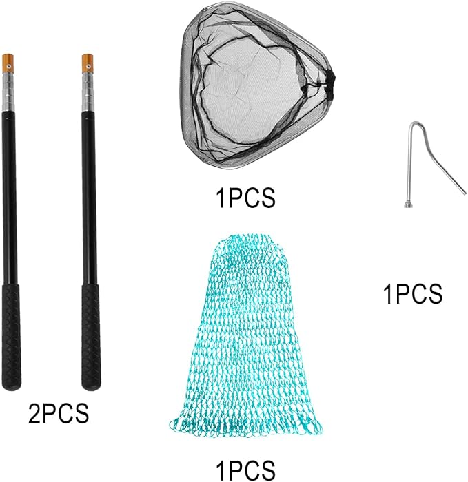 Poultry Net Chicken Catcher, with 2 Telescoping Poles, 2 Nets, and 1 Leg Hook, Farm Animal Capture Tool, for Small Cat Duck Goose Outdoor Animals Fishing Landing Net Handy Coop Accessories