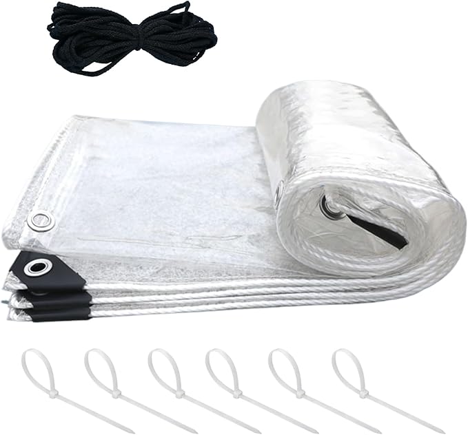 Chicken Coop Cover - Clear Poultry Enclosure with Adjustable Cords, Waterproof Insulation Tarp, Durable Outdoor Protection | Backyard Garden Lawn Small Farm Chicken House Cover for All Weather
