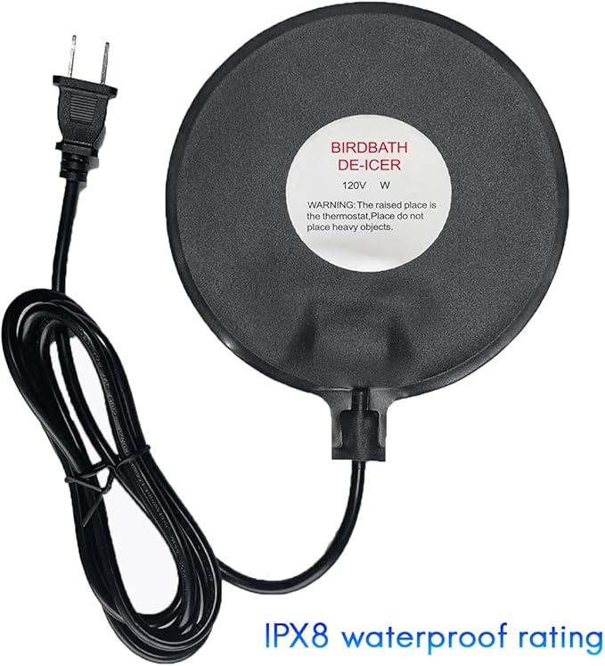 24.5cm Poultry Water Heater Chicken Water Heater Base 60W Deicer Heated Base Chicken Drinker Heated Pad US Plug Easy to Use Black