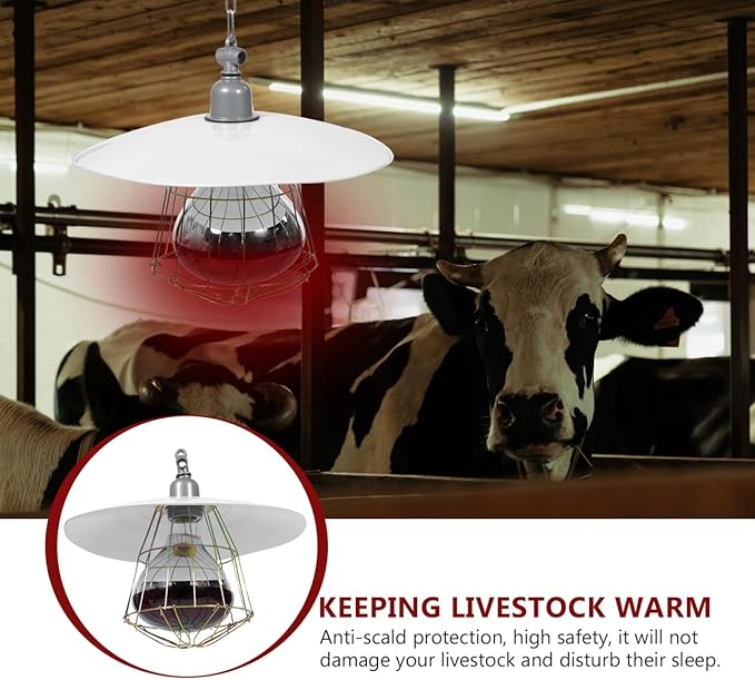 250W Chicken Coop Heater Heat Lamp for Chickens Livestock Brooder Lamp with Metal Guard Waterproof Heating Light for Dog House Winter Chick Poultry