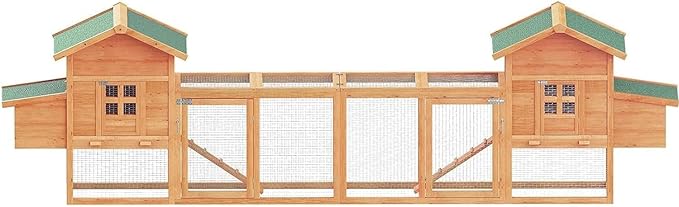 160" Large Chicken Coop, Waterproof Outdoor Hen House for 6-8 Chickens, Wooden Chicken House with Nesting Box, Removable Tray, PVC Cover, Run, for Garden Backyard Cage