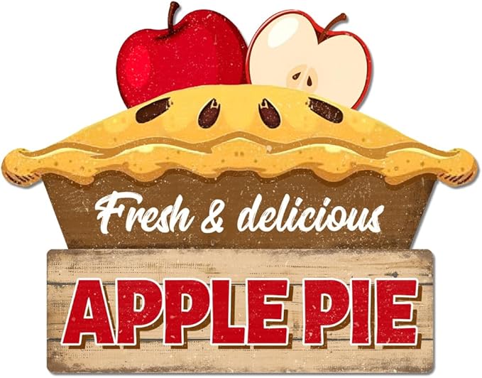 GLOBLELAND "Fresh and Delicious Apple Pie" Vintage Metal Tin Sign 10.6x8.3inch Apple Pie Retro Plaque Poster Metal Wall Decorative Tin Signs for Home Kitchen Restaurant Coffee Shop Club Bar Decoration