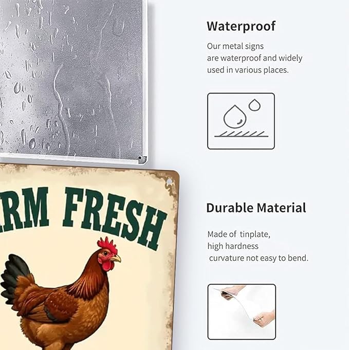 Chicken Coop Accessories Metal Signs -Chicken Coop Tin Signs Farm Fresh Butt Nuggest 8x12 Inch