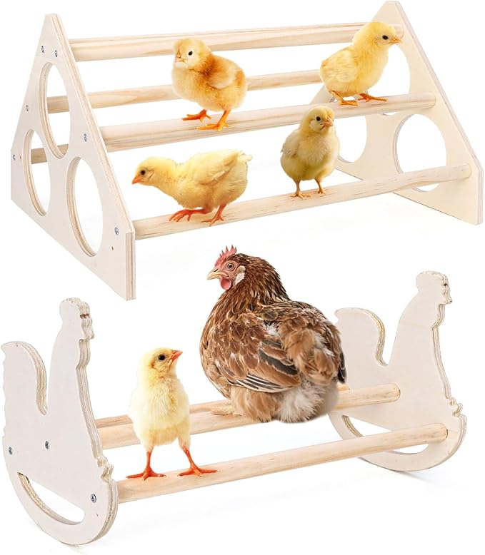 2Set Wooden Chick Perch, Chicken Rocking Roosting Bar, Chicken Perches Roosting Bar for Chicks, Birds, Parrots