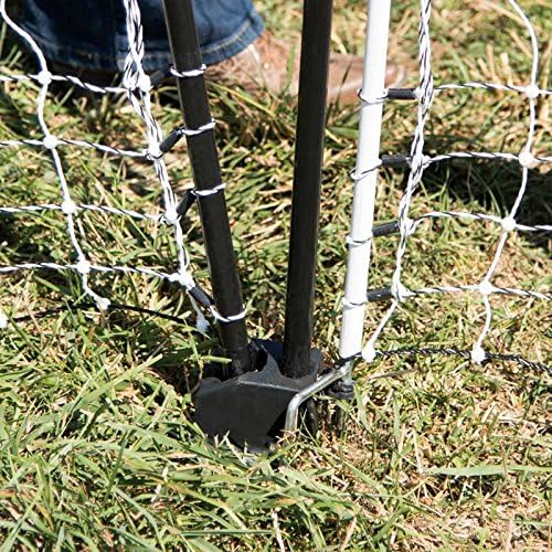 Premier 1 PoultryNet® 48" H x 4'L Electric Net Gate with Drivable Posts for Chickens, Ducks & Geese | Black/White Net with Black Posts